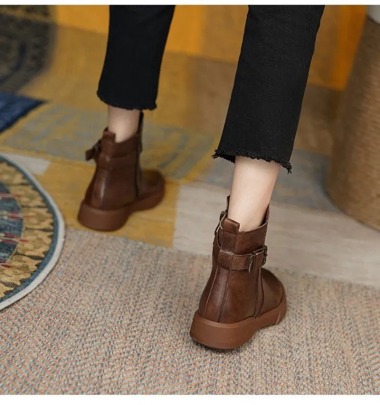 Ankle Boots | Buckled Side Detail | Soft Leather Finish