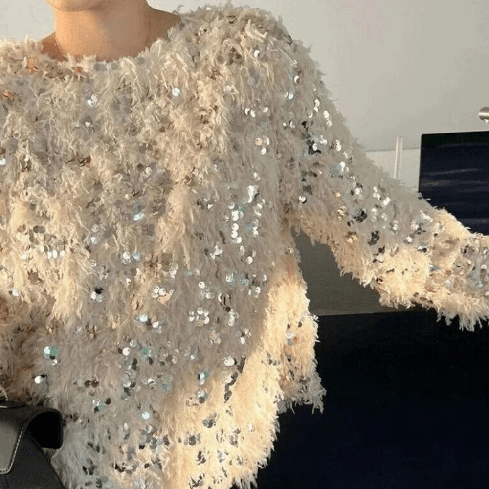 Sequin Embellished Knit Sweater | Oversized & Glamorous | Statement Piece | Fall & Winter