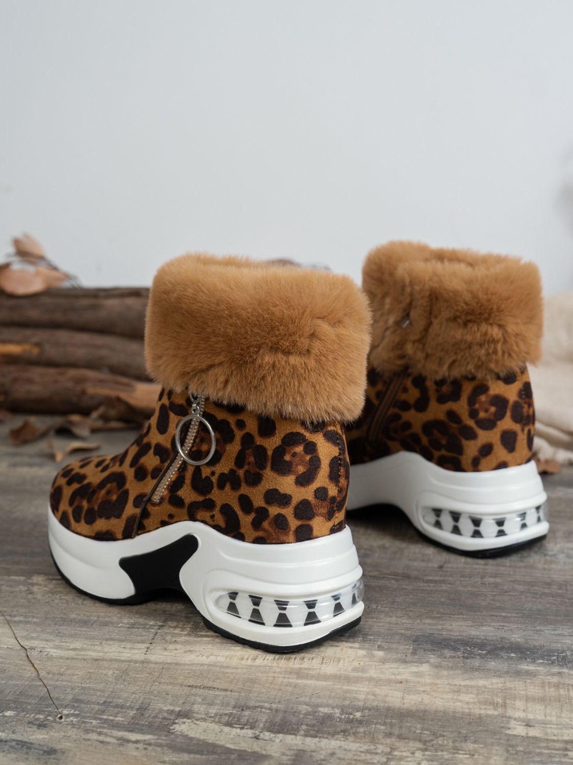 Leopard Print Fur-Lined Ankle Boots | Warm & Stylish | Winter-Ready