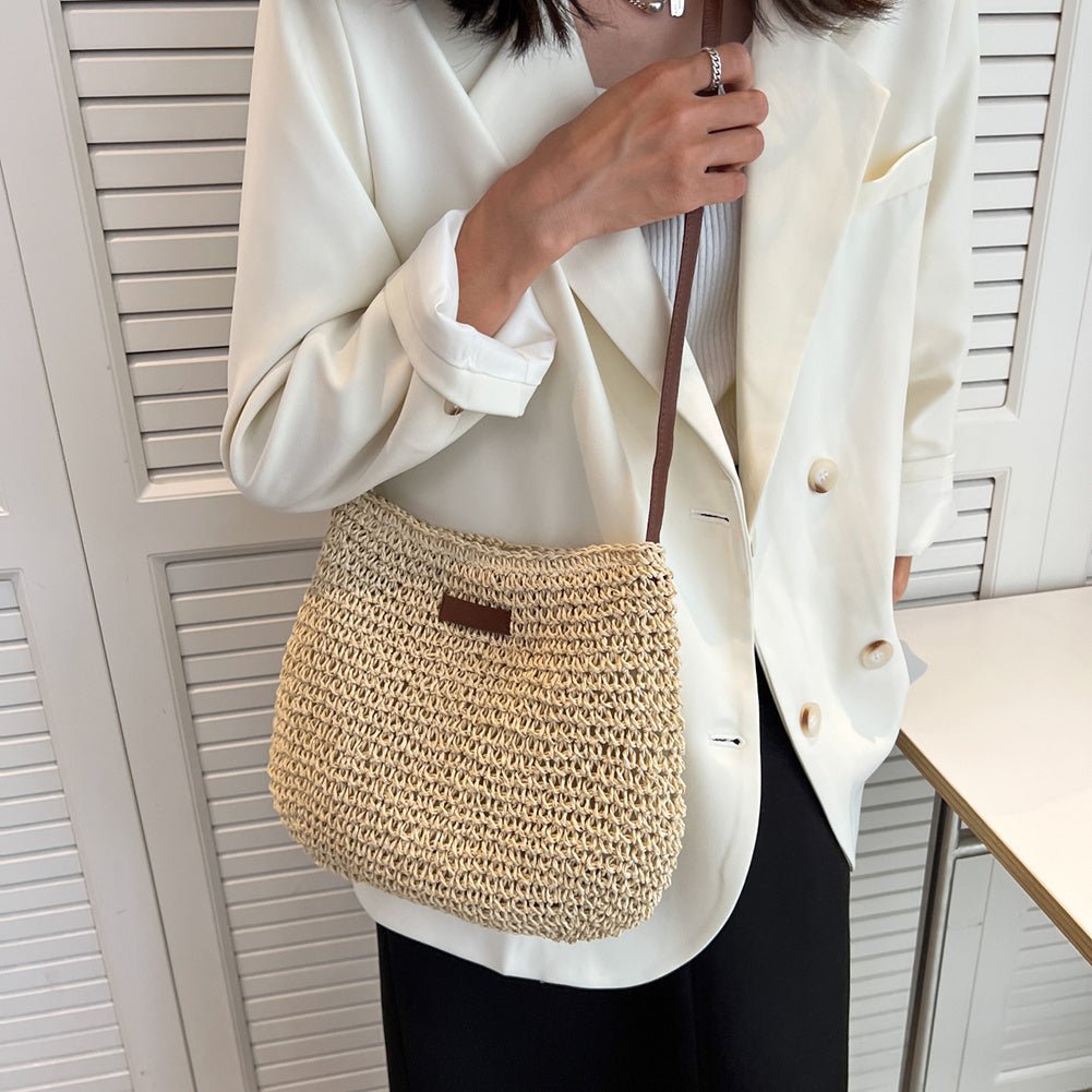 Woven Straw Shoulder Bag | Adjustable Strap | Casual Summer Style