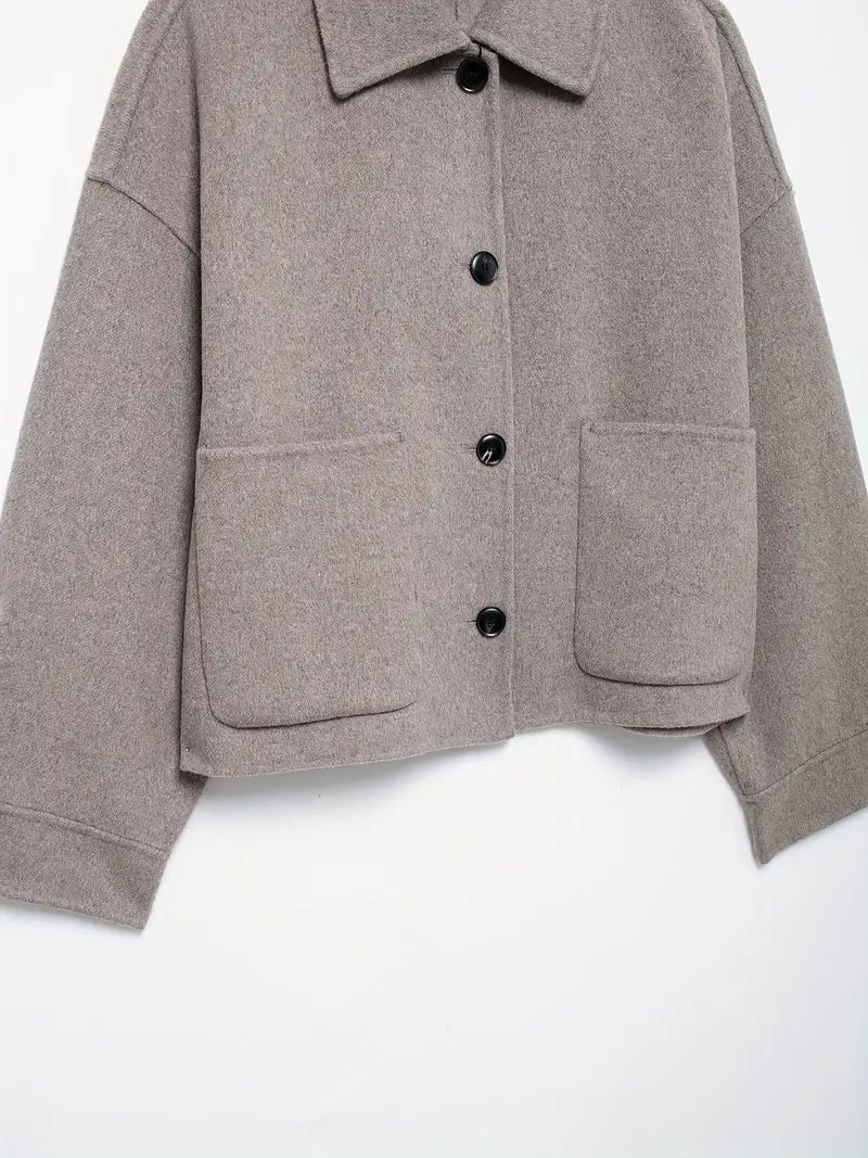 Cropped Wool-Blend Jacket | Minimalist Design | Boxy Fit | Modern Layer