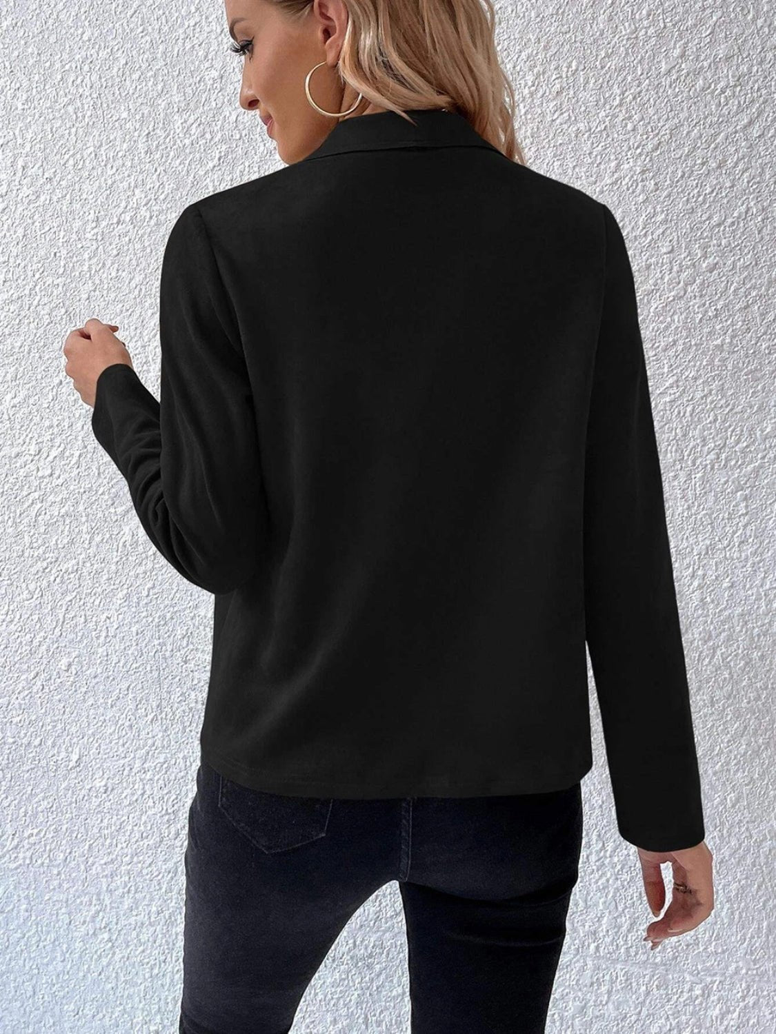 Draped Faux Suede Jacket | Lightweight & Chic | Open-Front Design | Versatile Layer