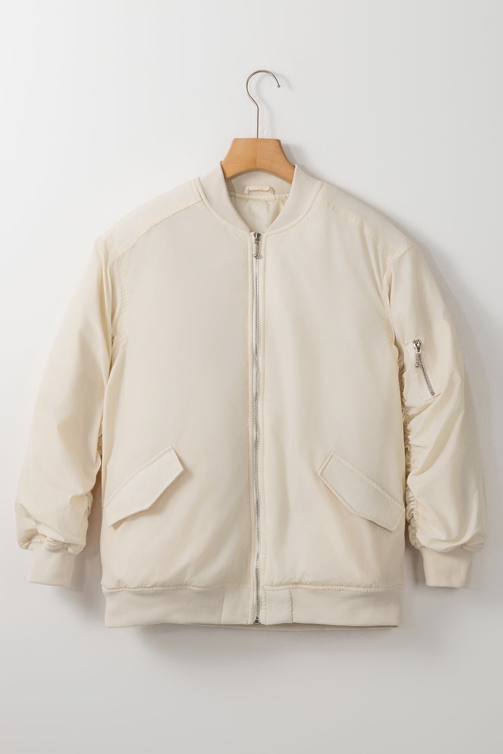 Cropped Bomber Jacket | Satin Finish | Lightweight Layer | Casual Street Style