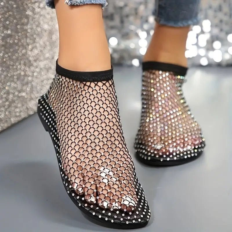 Crystal Mesh Slip-On Flats | Lightweight | Breathable Glam