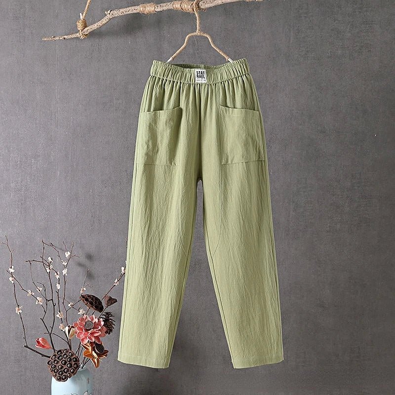 Casual Cotton Tapered Pants | Elastic Waist | Relaxed Fit