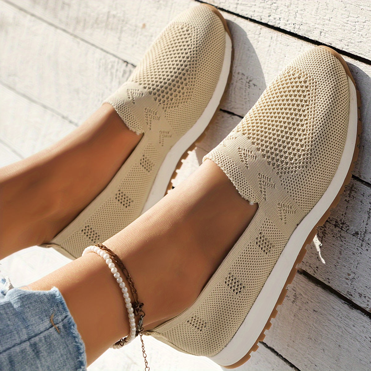 Knit Slip-On Sneakers | Lightweight Casual Walking Shoes | Breathable Stretch Fit