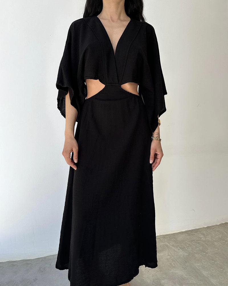Cut-Out Maxi Dress | Relaxed Boho Style | Neutral & Black Options