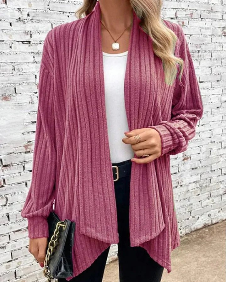 Women's Open-Front Ribbed Cardigan | Lightweight Knit | Cozy & Casual
