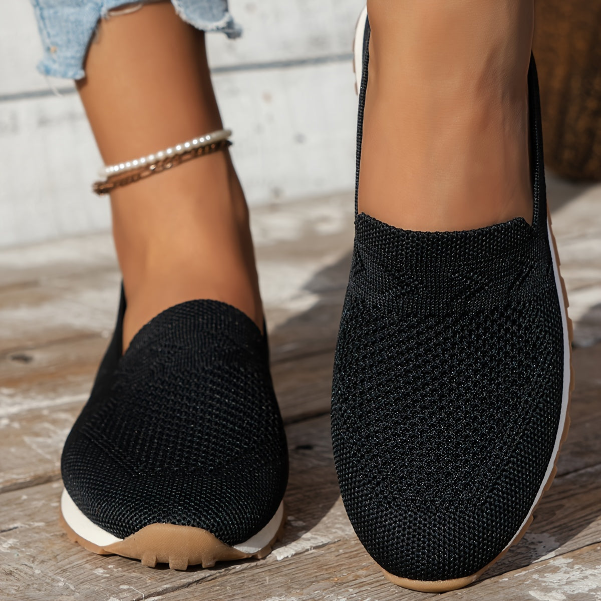 Knit Slip-On Sneakers | Lightweight Casual Walking Shoes | Breathable Stretch Fit