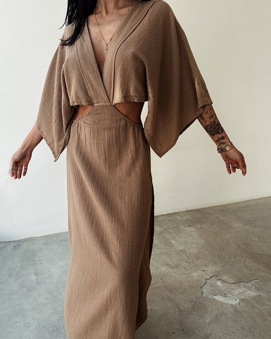 Cut-Out Maxi Dress | Relaxed Boho Style | Neutral & Black Options