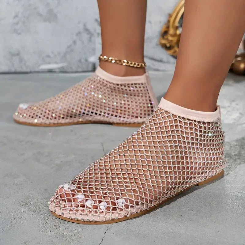 Crystal Mesh Slip-On Flats | Lightweight | Breathable Glam