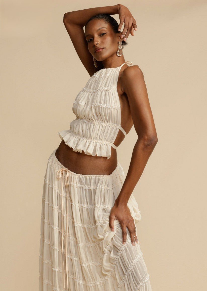 Pleated Halter Set | Textured Layers | Lightweight Resort Fit