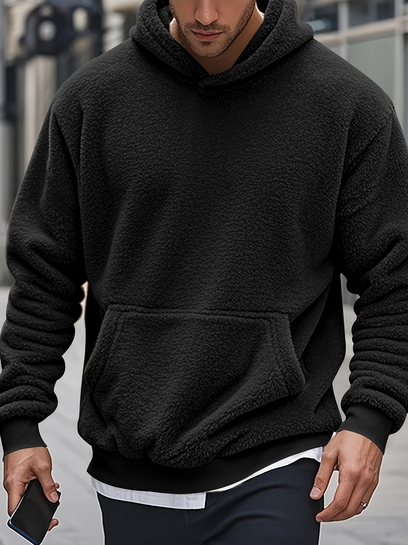 Men's Sherpa Fleece Hoodie | Plush Pullover | Warm Winter Loungewear