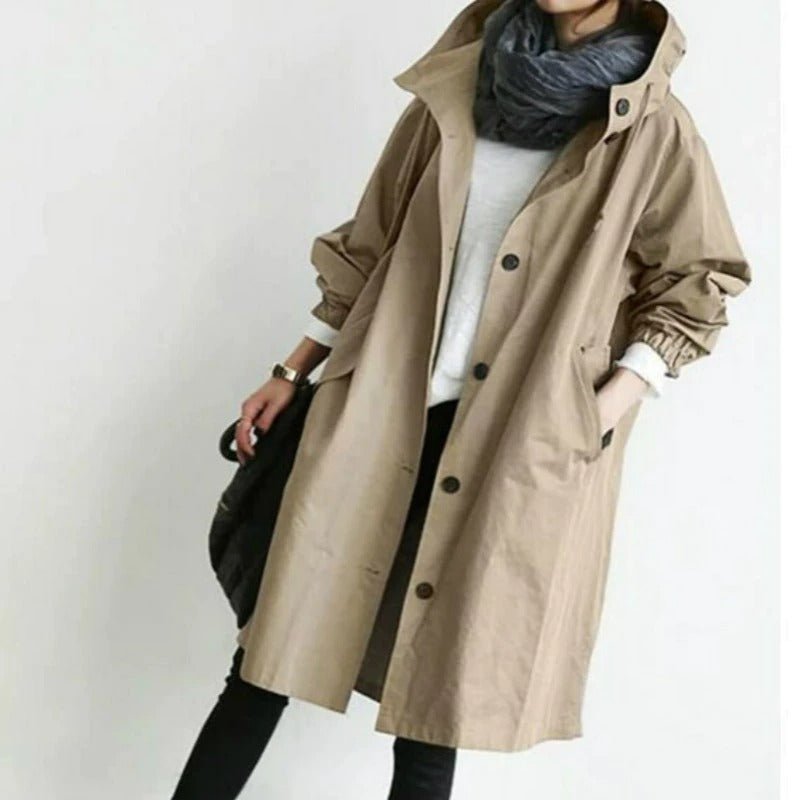 Relaxed Trench Coat | Lightweight Layering Jacket | Button-Front with Pockets