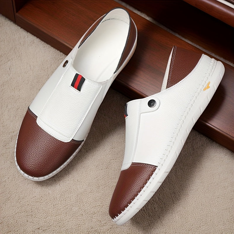 Men’s Two-Tone Slip-On Sneakers | Casual Comfort Walking Shoes | Lightweight Everyday Wear