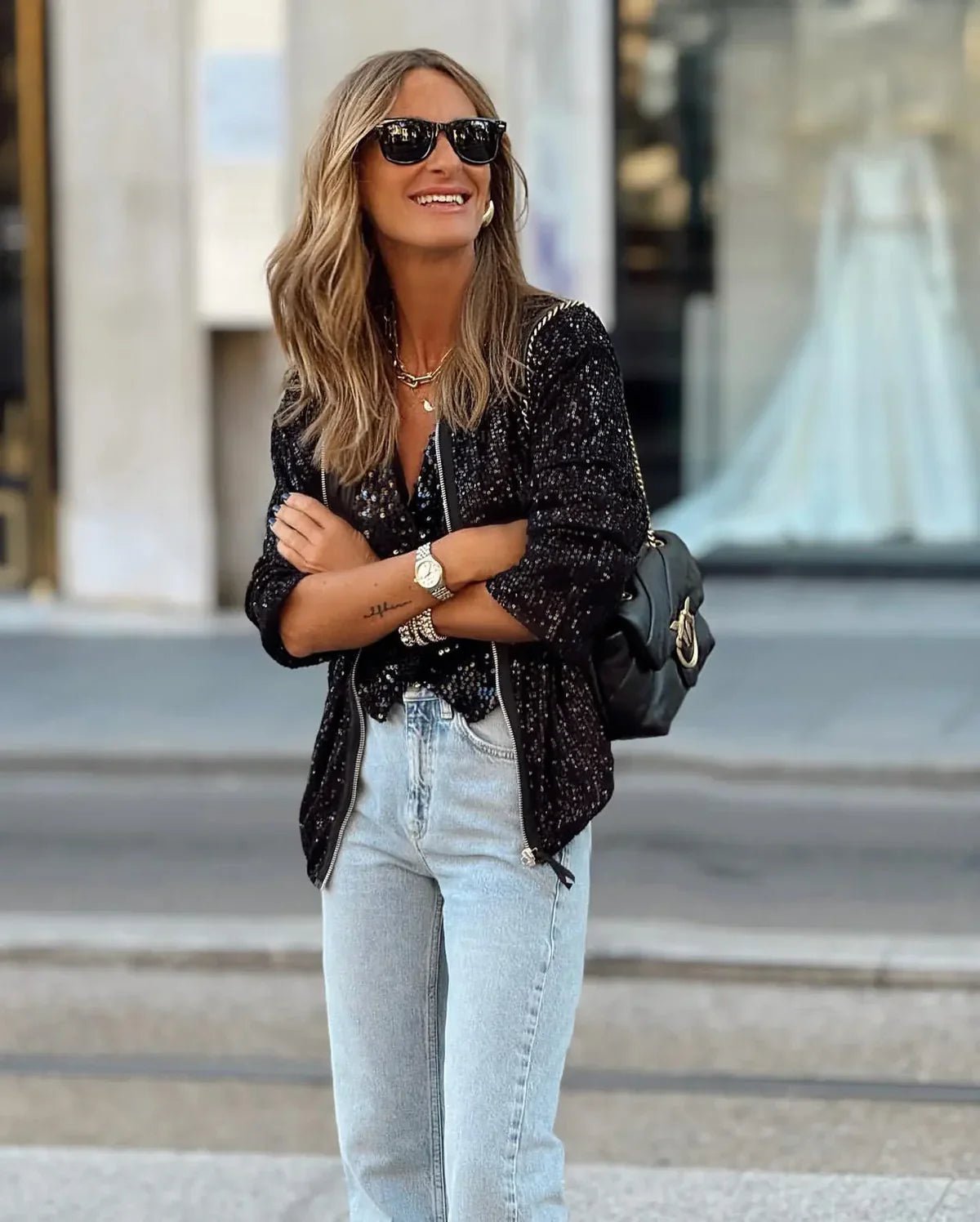 Glamorous Sequin Bomber Jacket | Lightweight Shine | Party-Ready Style | Evening Layer