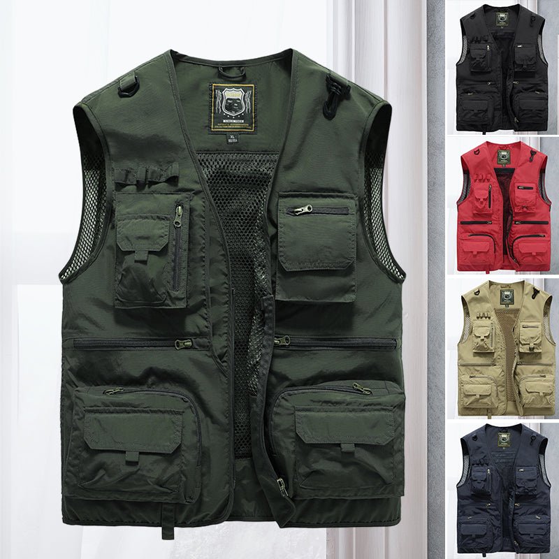 Men's Multi-Pocket Utility Vest | Outdoor Fishing & Hiking Gear | Lightweight Design