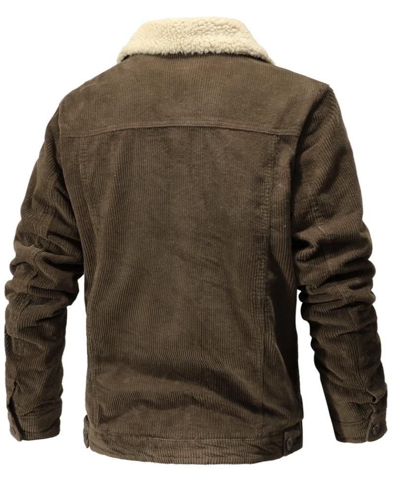 Men’s Sherpa-Lined Corduroy Jacket | Warm Fall Outerwear | Button-Up Trucker Style