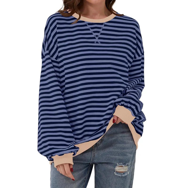 Striped Colour-Block Sweater | Casual Relaxed Fit | Lightweight Knit
