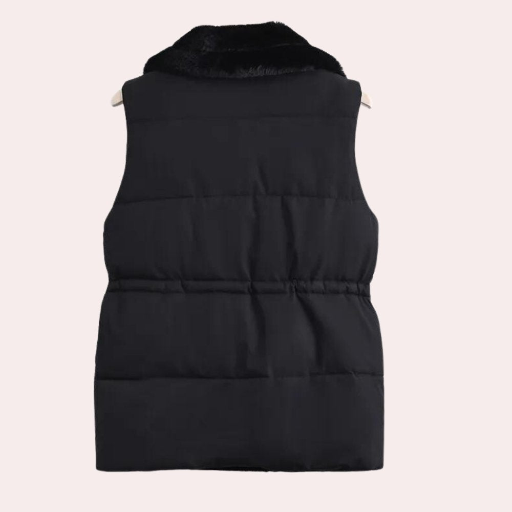 Faux Fur-Lined Puffer Vest | Adjustable Waist | Warm Layer | Casual Winter Wear