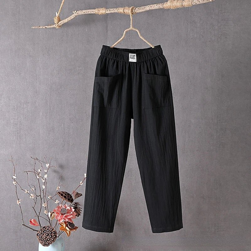 Casual Cotton Tapered Pants | Elastic Waist | Relaxed Fit