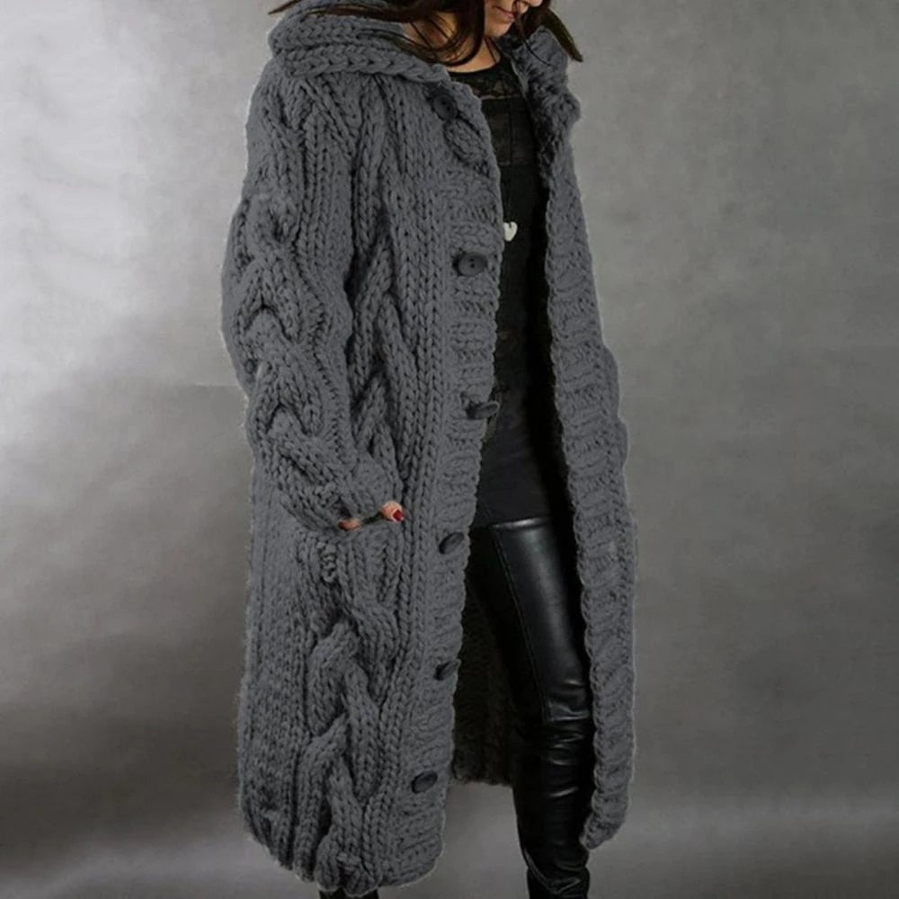 Chunky Knit Long Cardigan | Cozy Warmth | Cable Knit Design | Winter Layering Essential