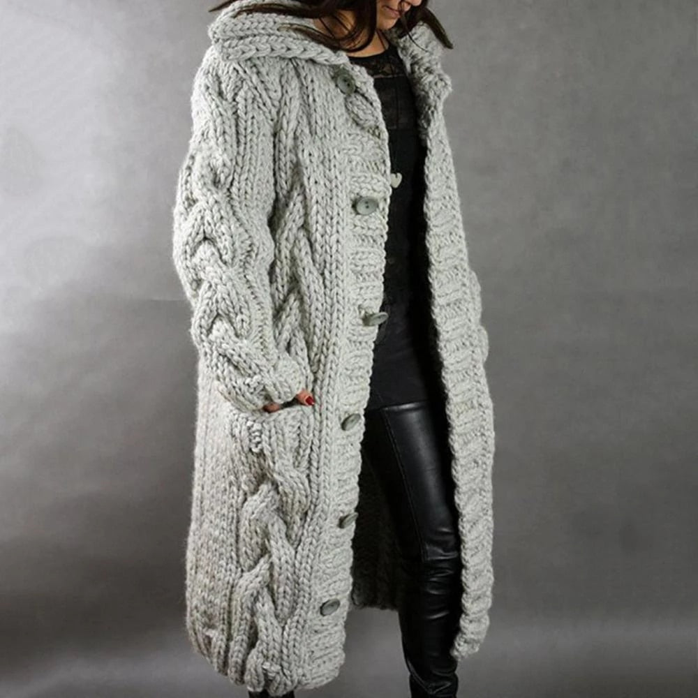 Chunky Knit Long Cardigan | Cozy Warmth | Cable Knit Design | Winter Layering Essential