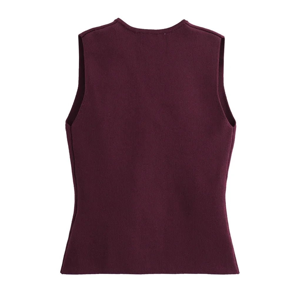 V-Neck Knit Vest | Button-Up Design | Soft Stretch Fabric | Layering Essential