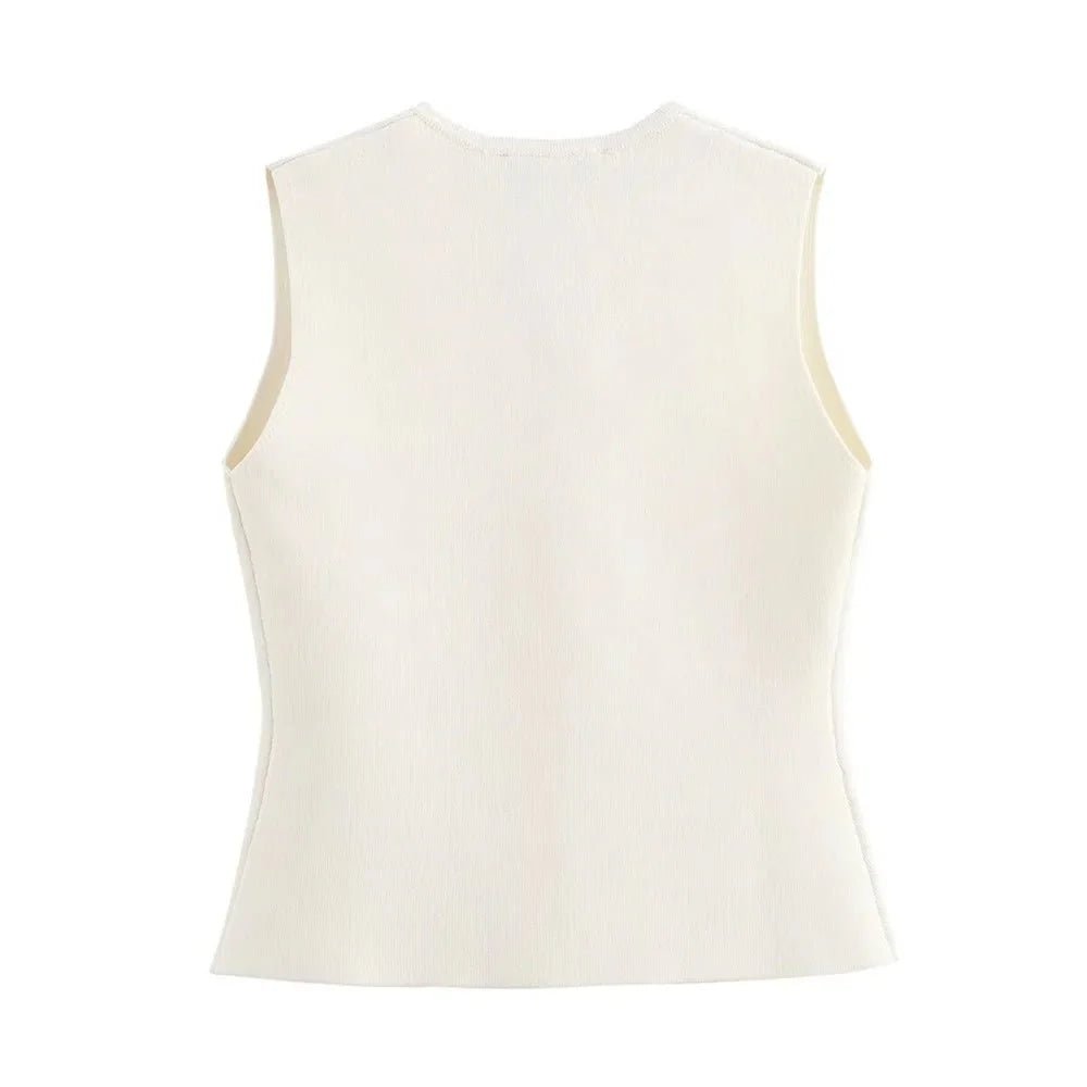 V-Neck Knit Vest | Button-Up Design | Soft Stretch Fabric | Layering Essential