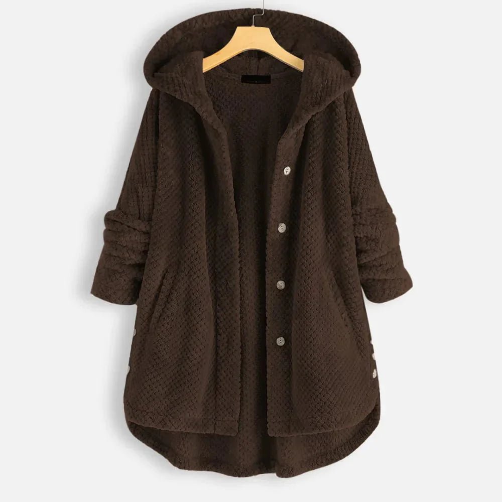 Fleece-Lined Hooded Button-Up Coat | Plush Warmth | Relaxed Fit | Winter Casual Layer