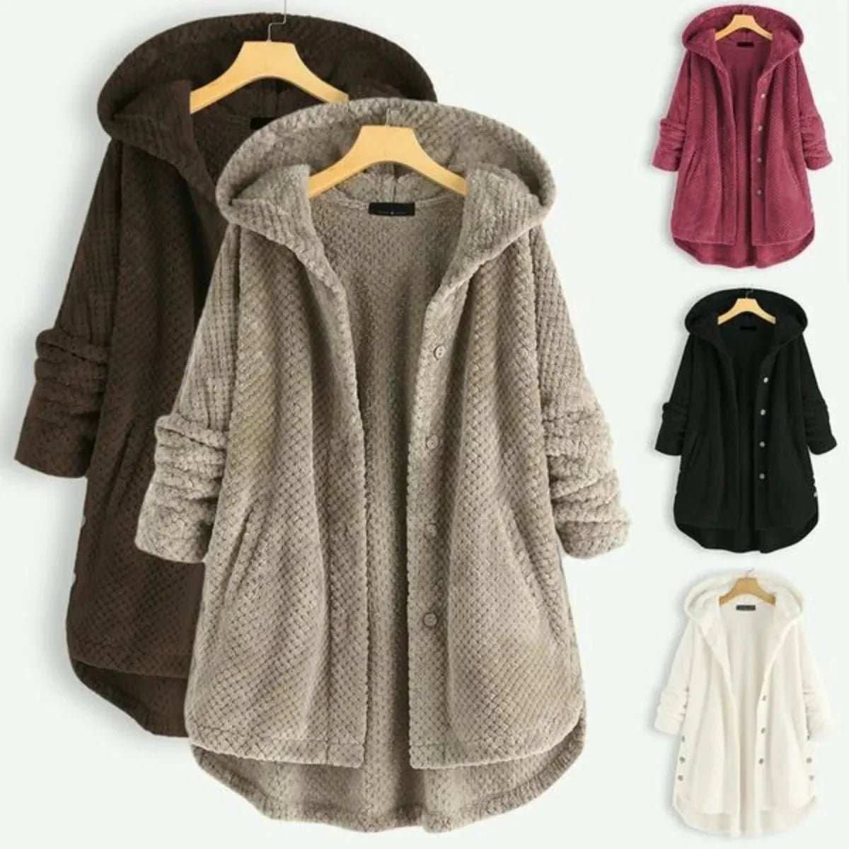 Fleece-Lined Hooded Button-Up Coat | Plush Warmth | Relaxed Fit | Winter Casual Layer