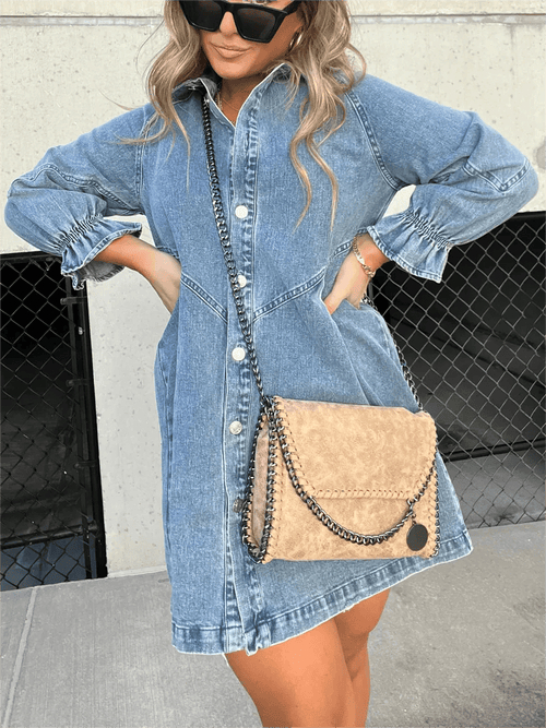Casual Denim Shirt Dress | Button-Down & Relaxed Fit | Everyday Versatility