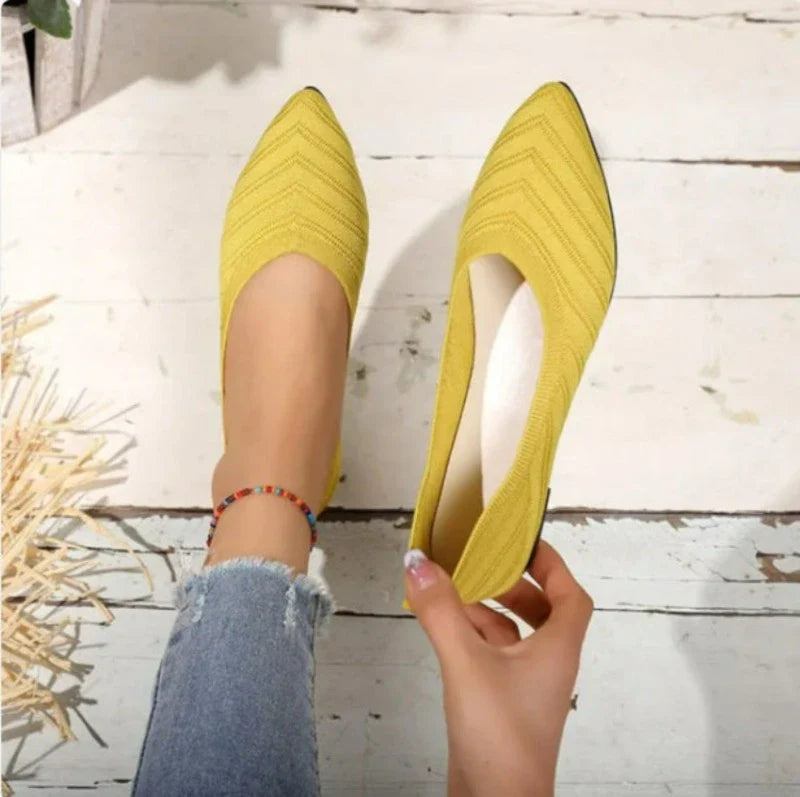 Pointed Toe Knit Flats | Flexible Slip-On Design | Everyday Comfort Shoe