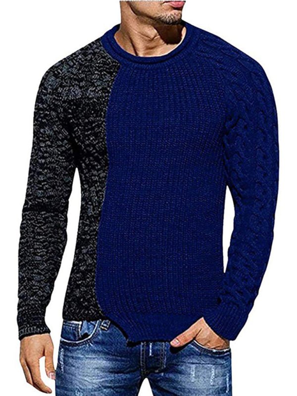 Two-Tone Knit Sweater | Patchwork Design | Modern and Warm