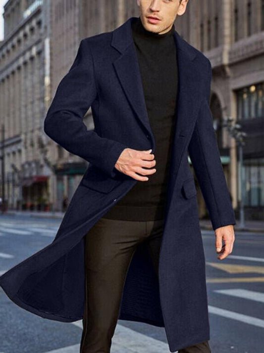 Elegant Long Overcoat | Wool Blend | Tailored Fit | Formal Winter Wear