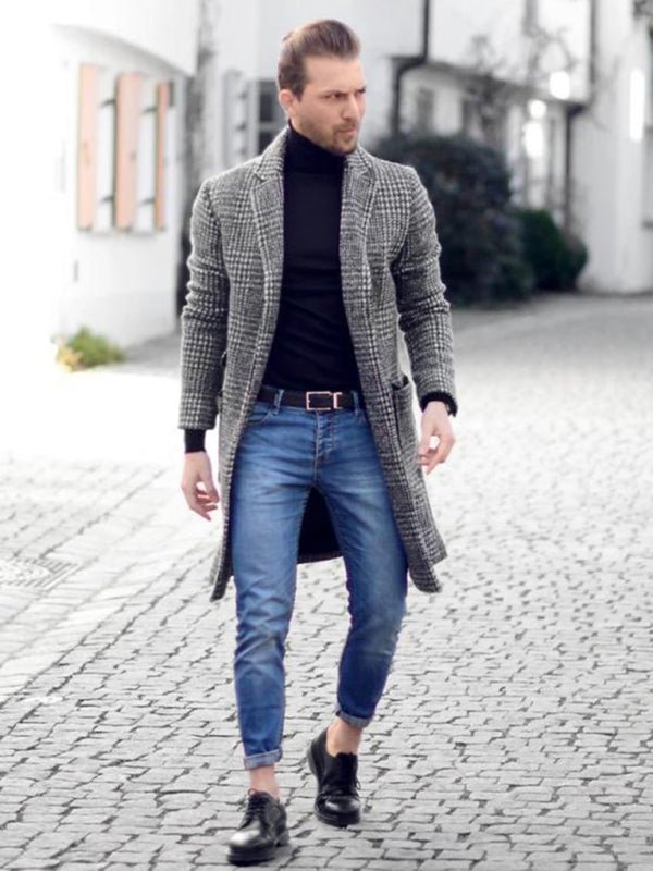 Houndstooth Long Coat | Tailored Fit | Timeless and Sophisticated