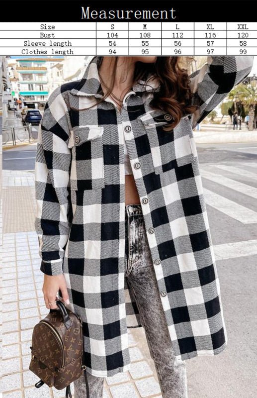 Long Plaid Shacket | Lightweight Warmth | Button-Up Style | Casual Layer