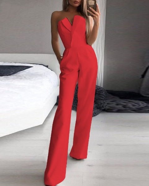 V-Neck Sleeveless Wide-Leg Jumpsuit | Sleek One-Piece Outfit for Day or Night