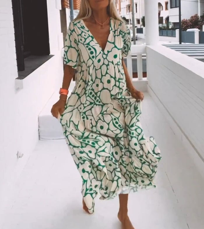 Boho Floral Maxi Dress | V-Neck Tiered Silhouette | Lightweight Summer Fit