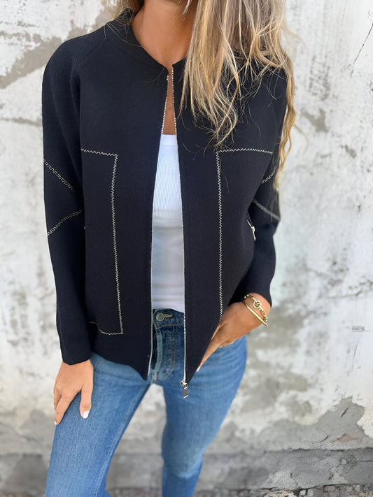 Contrast Stitch Bomber Jacket | Lightweight Comfort | Casual Layering Essential