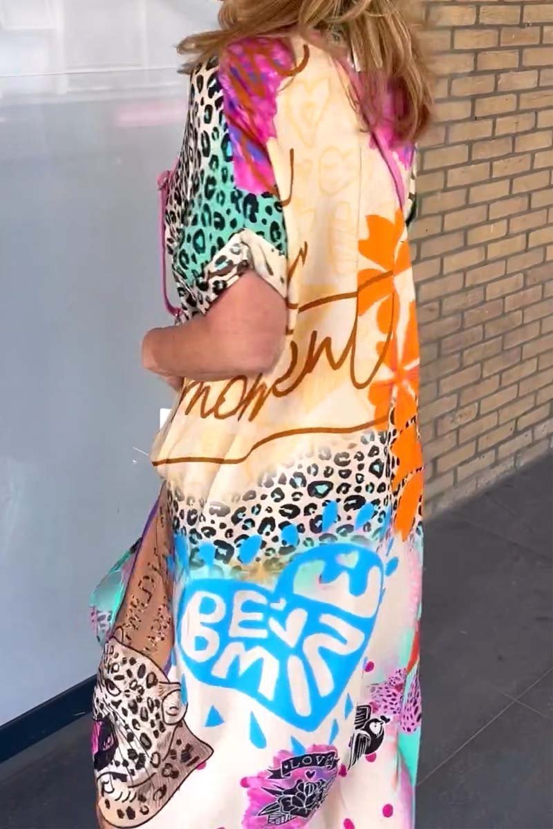 Mixed Print Midi Dress | Bold Colourblock | Relaxed Statement Fit