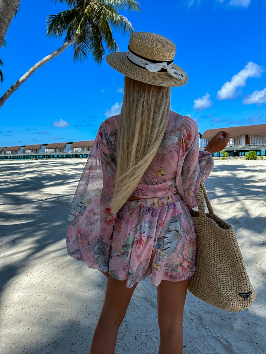 Tropical Print Romper | Wrap-Style Top | Elastic Waist Shorts