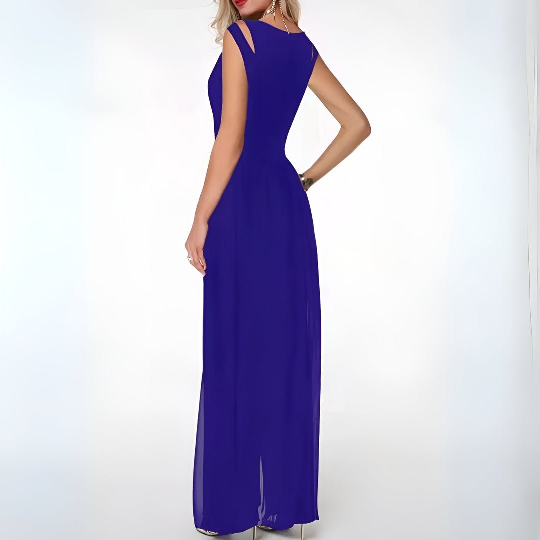 Sleeveless Wide-Leg Jumpsuit | Flowing Chiffon Legs | Elegant One-Piece Silhouette