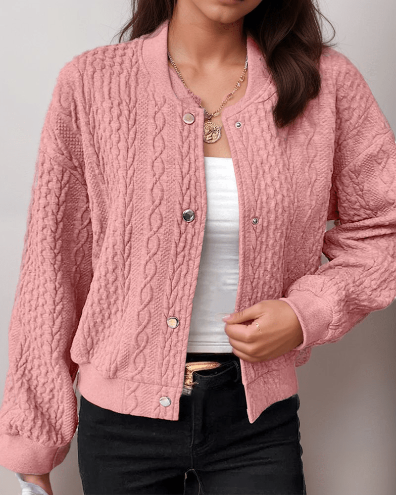 Cable Knit Bomber Jacket | Multicolour | Casual | Cotton Blend