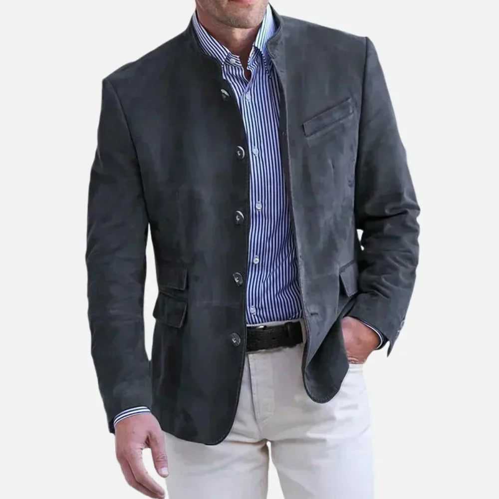 Men’s Suede-Style Blazer | Lightweight Smart Jacket | Modern Workwear Layer
