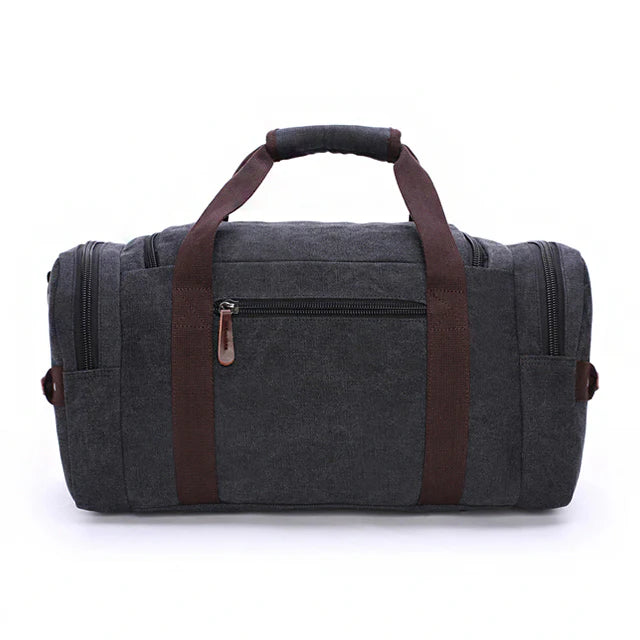 Men’s Canvas Duffel Bag | Leather Trim Travel Weekender | Carry-On Tote