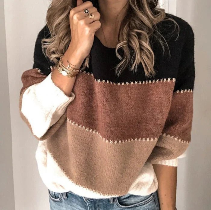 Colourblock Knit Sweater | Soft Fabric | Relaxed Fit | Casual Fall Favourite