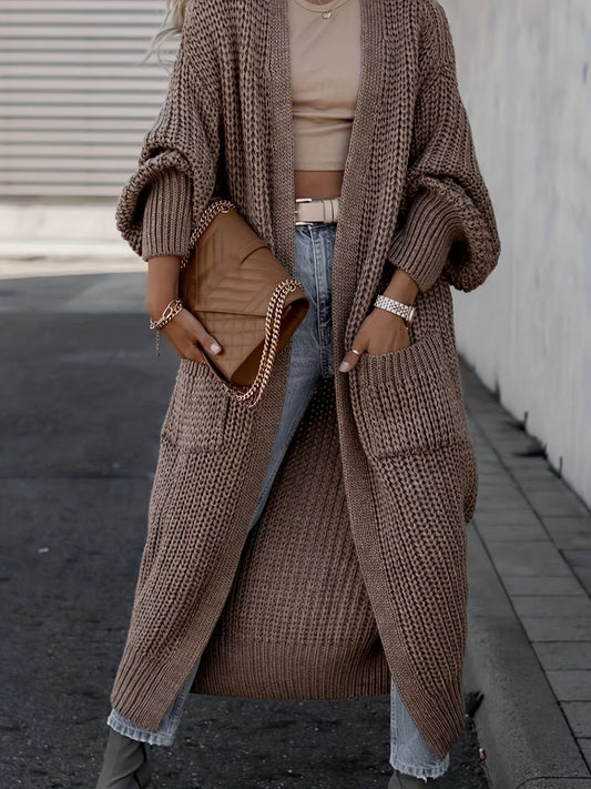 Longline Chunky Knit Cardigan | Open-Front Design | Soft Acrylic Blend | Versatile