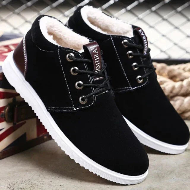 Men’s Faux Fur Lined Casual Shoes | Warm Lace-Up Sneakers | Non-Slip Sole