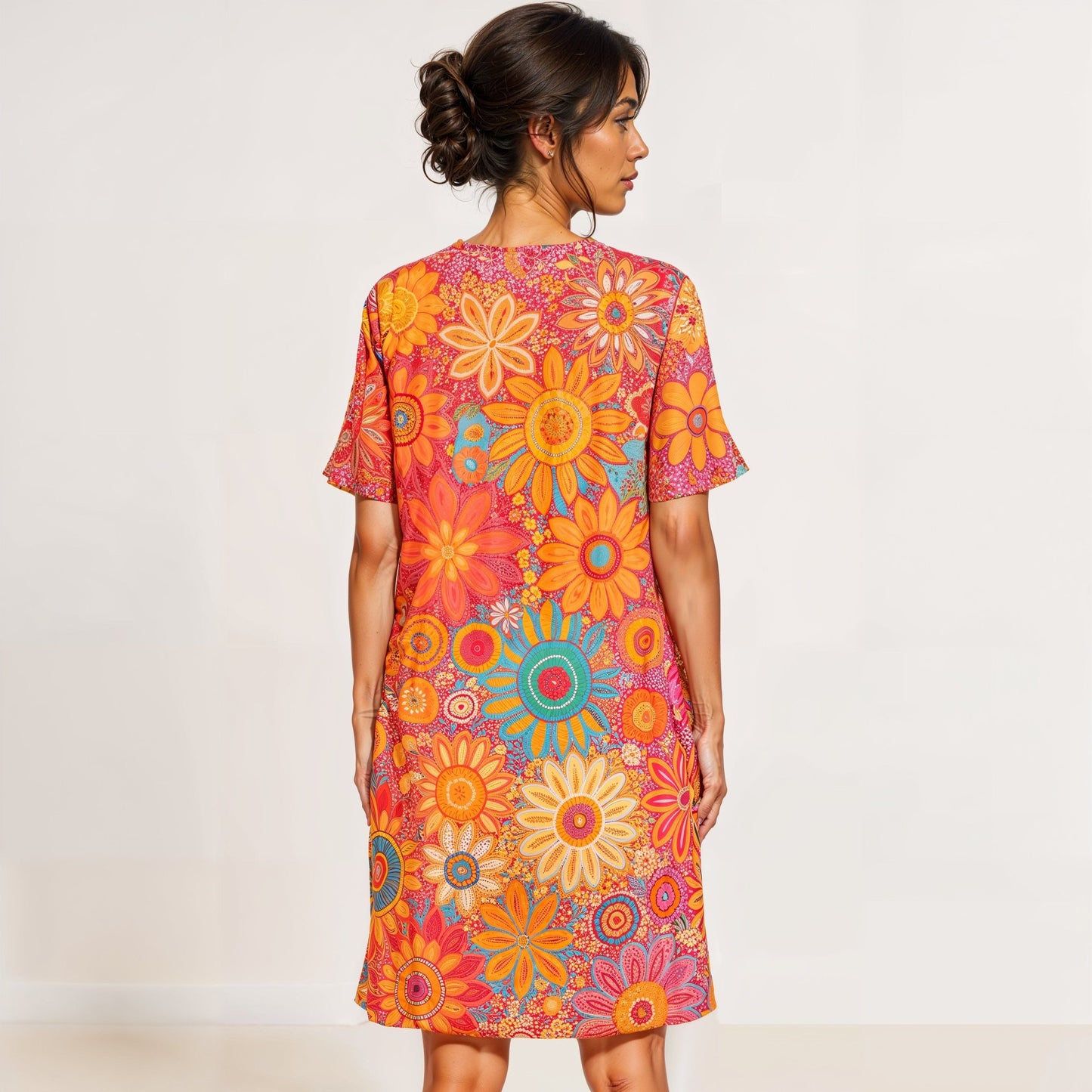 Vibrant Floral Tunic Dress | Lightweight Cotton Blend | Boho Style | Everyday Comfort